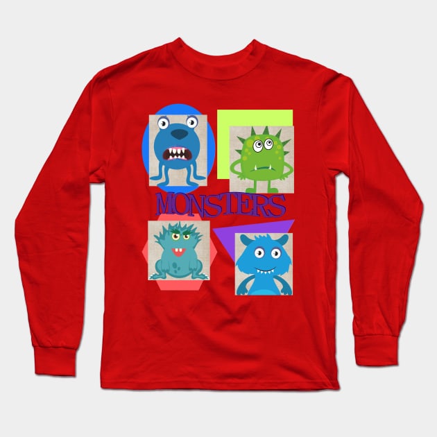 Monsters Long Sleeve T-Shirt by Nicole's Nifty Shop